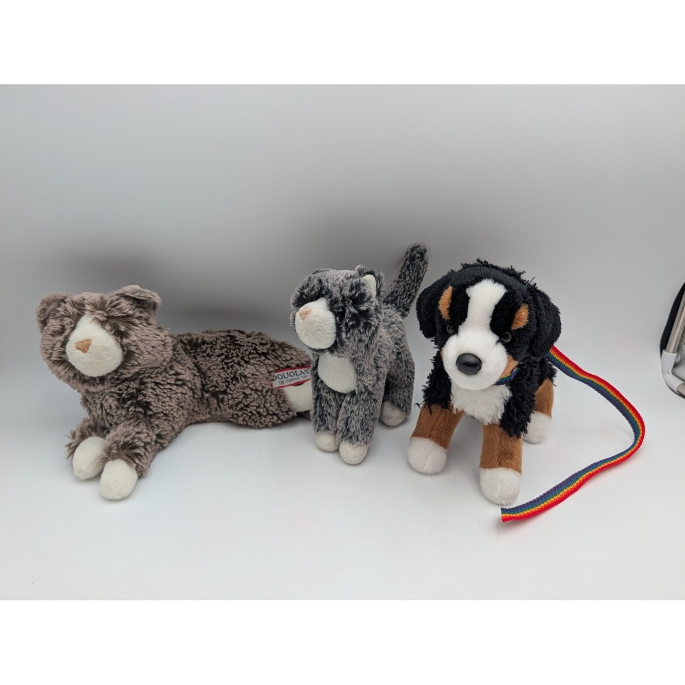 Douglas Plush Animal Lot Brown Marty Cat Scatter Kitten Bernese Mountain Dog